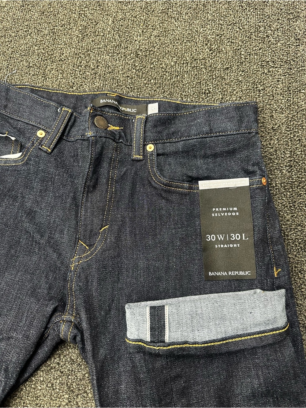 Banana Republic Selvedge Straight Jeans Mens 30x30 Indigo Blue Denim-NWT